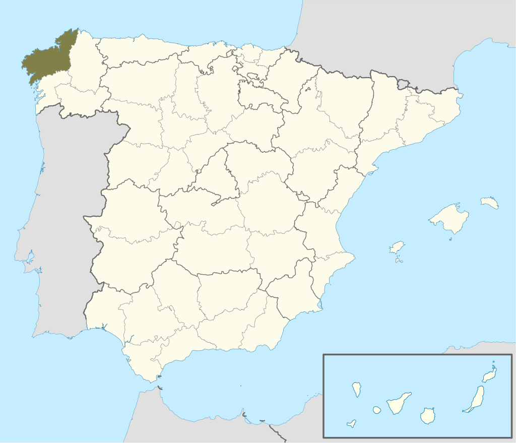 Mapa de ubicación de la provincia de La Coruña.