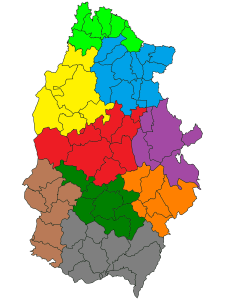Mapa mudo de los partidos judiciales de la provincia de Lugo.