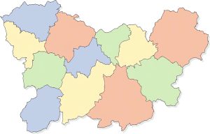 Mapa mudo de las comarcas de la provincia de Orense.