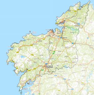 Mapa físico de la provincia de La Coruña