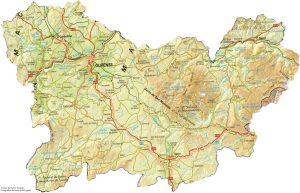 Mapa de relieve de la provincia de Orense.