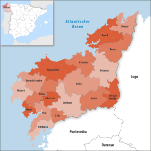 ¿Cuáles son las comarcas de la provincia de La Coruña?