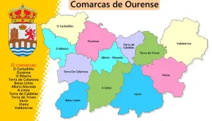 Mapa de las comarcas de la provincia de Orense.