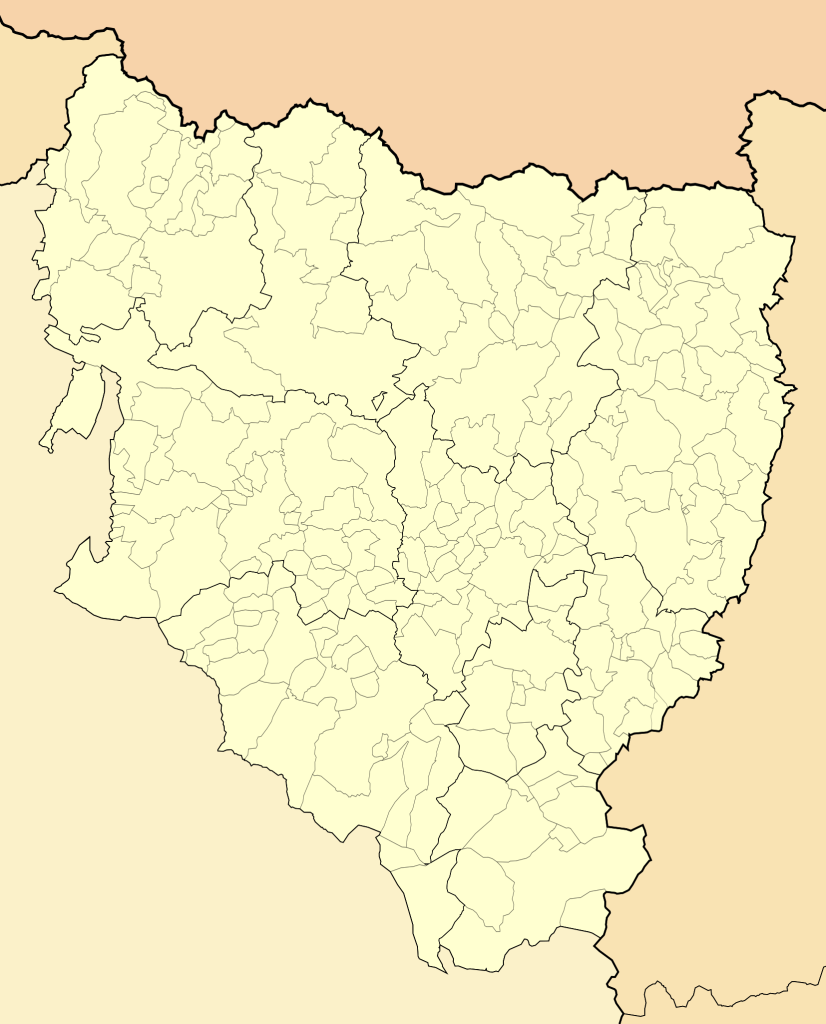 Mapa mudo de la provincia de Huesca.