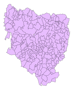 Mapa mudo de los municipios de la provincia de Huesca.