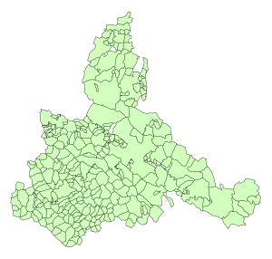 Mapa mudo de los municipios de la provincia de Zaragoza.