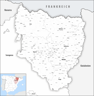 ¿Cuáles son los municipios de la provincia de Huesca?