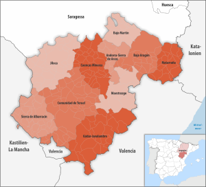 ¿Cuáles son las comarcas de la provincia de Teruel?