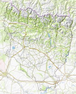 Mapa topográfico de la provincia de Huesca.