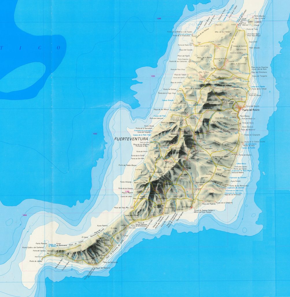 Mapa de la isla de Fuerteventura.