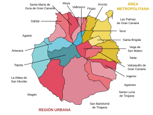 Municipios y zonas de Gran Canaria.