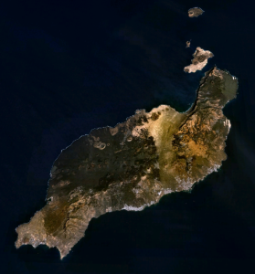 Imagen satélite de la isla de Lanzarote.