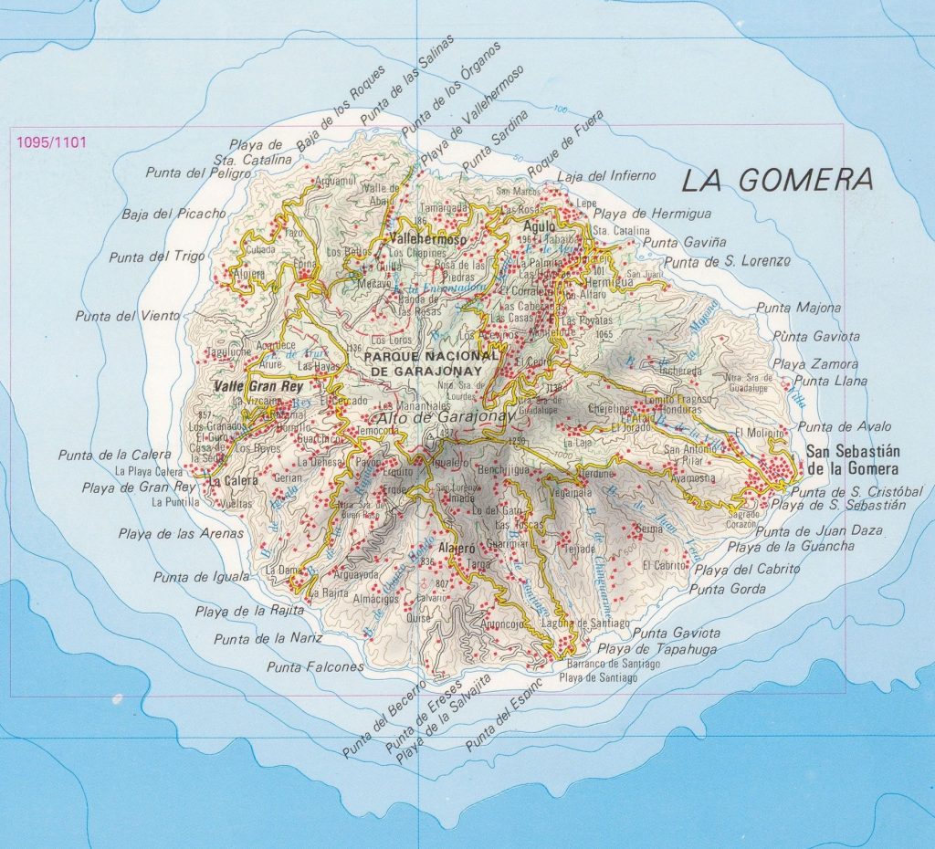 Mapa de la isla de La Gomera.