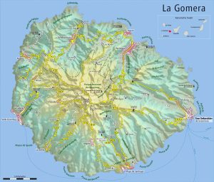 Mapa físico de la isla de La Gomera.