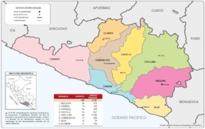 Mapa político del departamento de Arequipa.