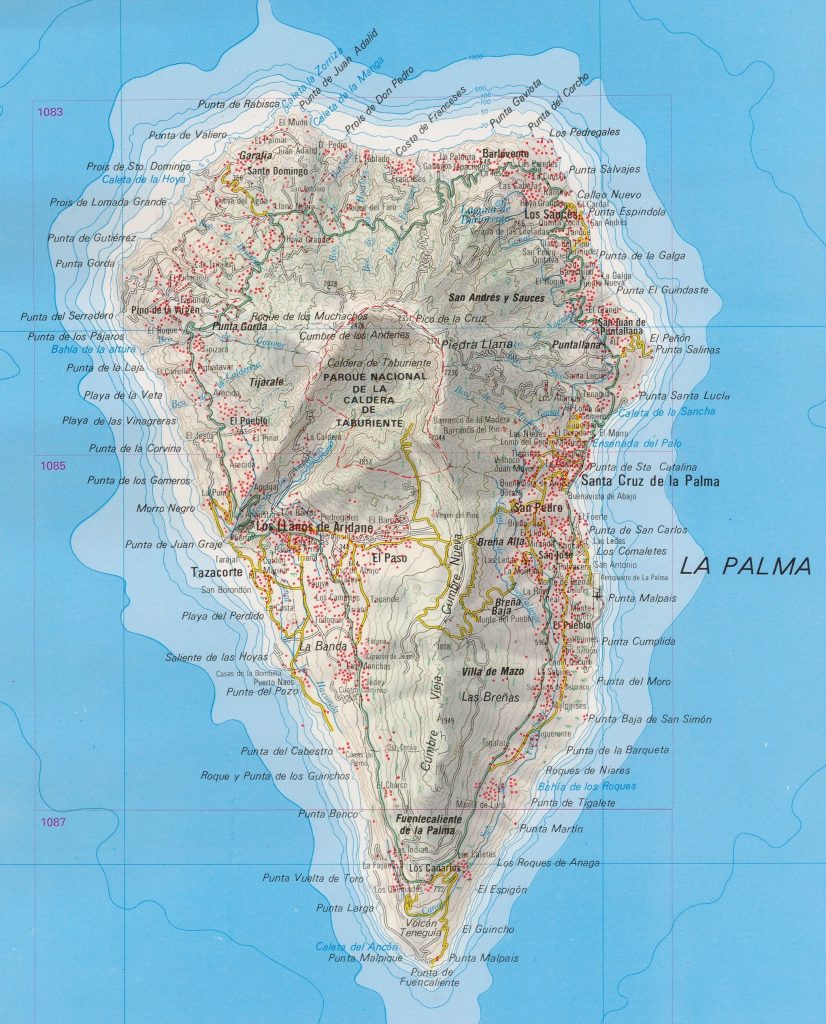 Mapa de la isla de La Palma.