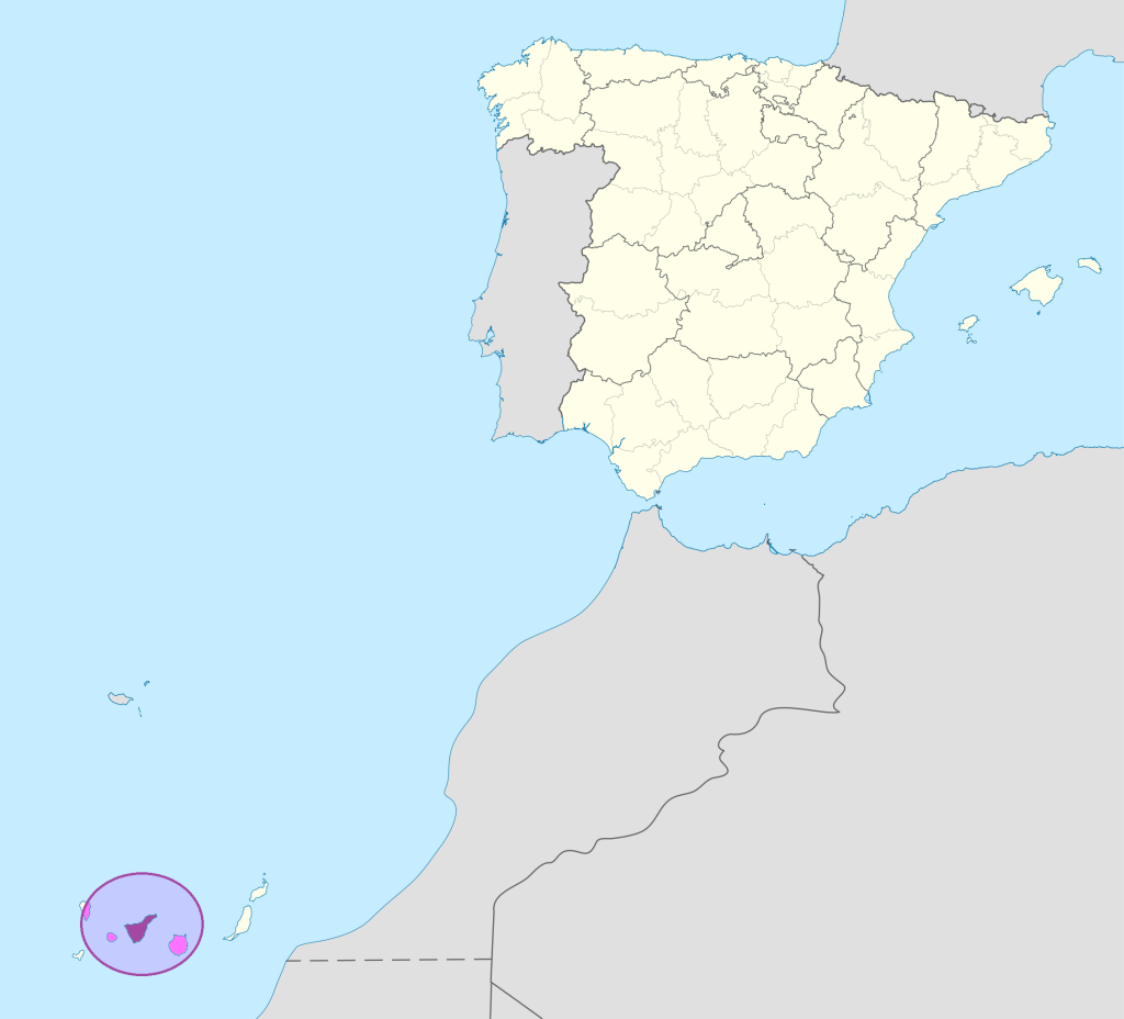 Mapa de ubicación de Tenerife.