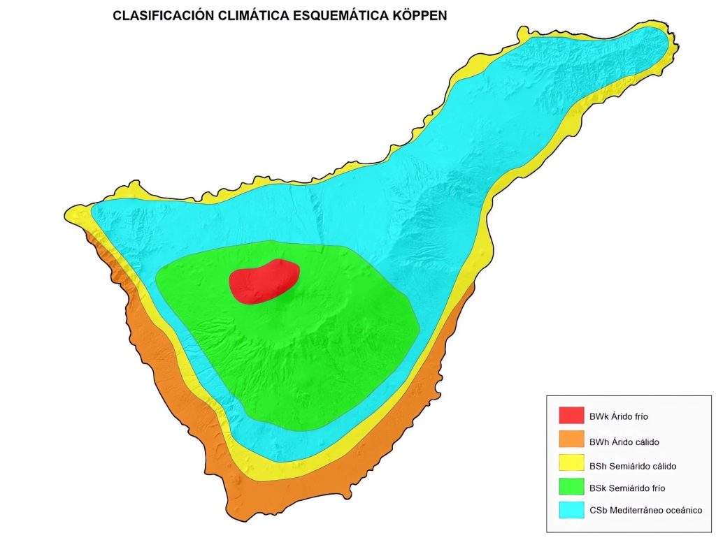 Mapa climático de Tenerife.