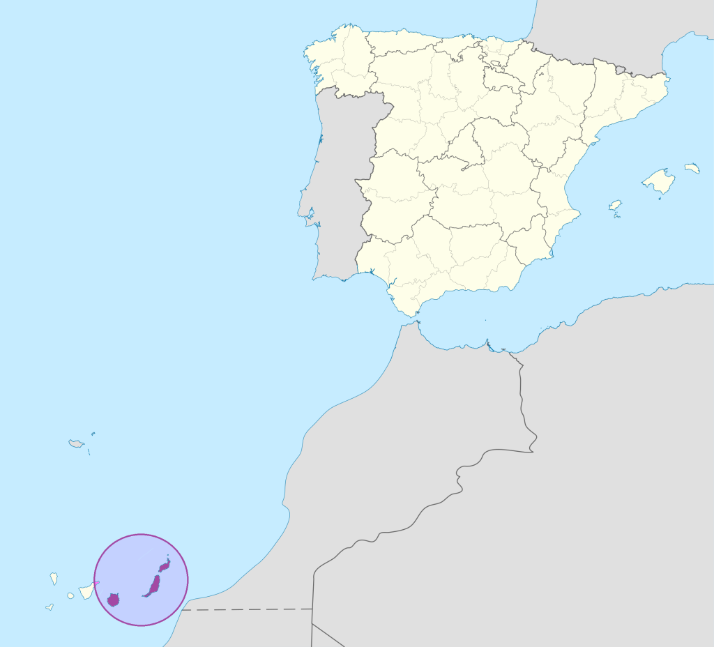 Mapa de ubicación de la provincia de Las Palmas.
