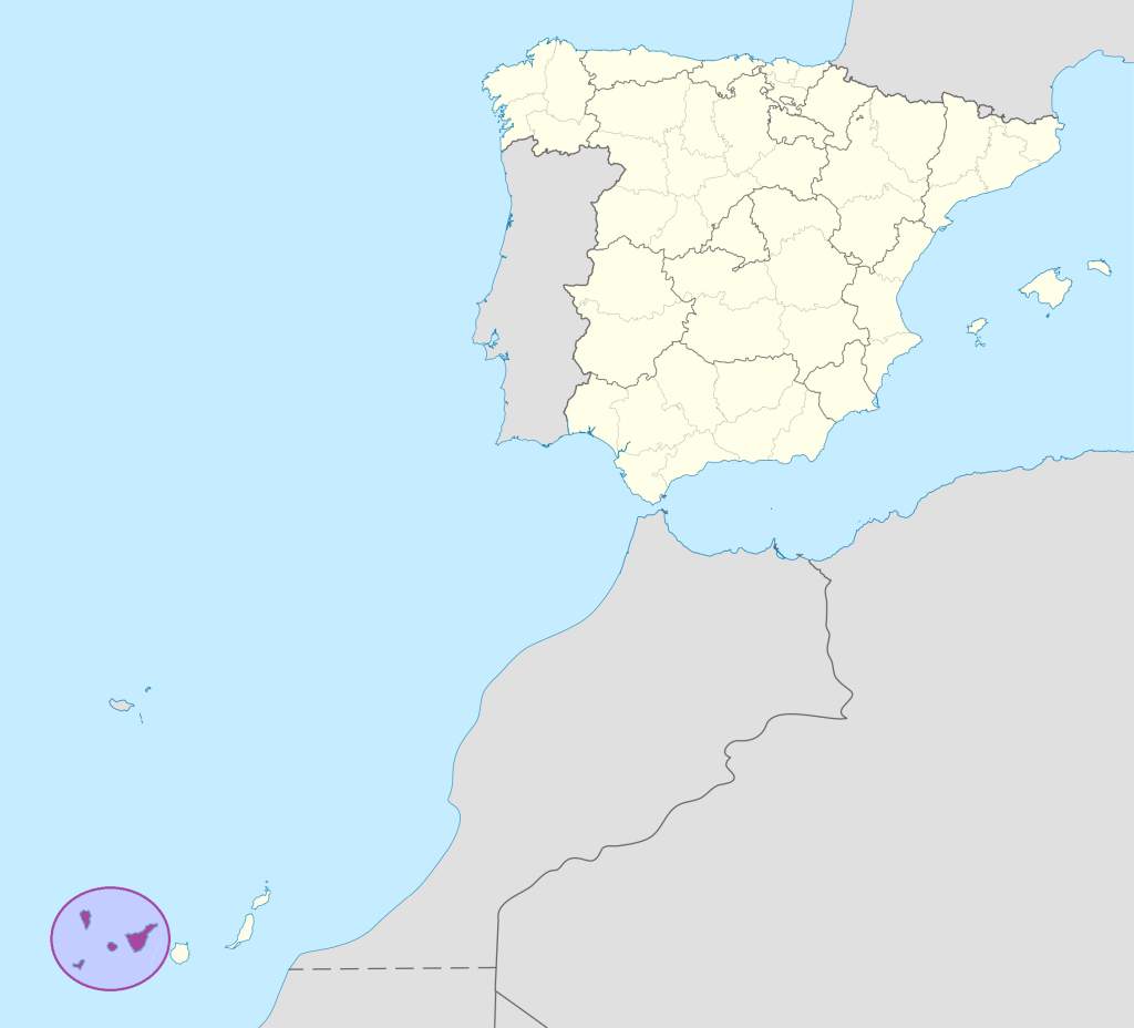 Mapa de ubicación de la provincia de Santa Cruz de Tenerife.