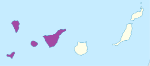 Mapa de ubicación de la provincia de Santa Cruz de Tenerife dentro de las Islas Canarias.