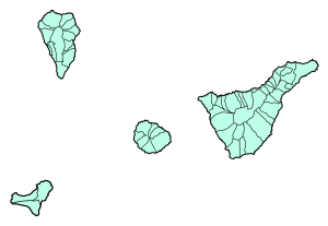 Mapa mudo de los municipios de la provincia de Santa Cruz de Tenerife.