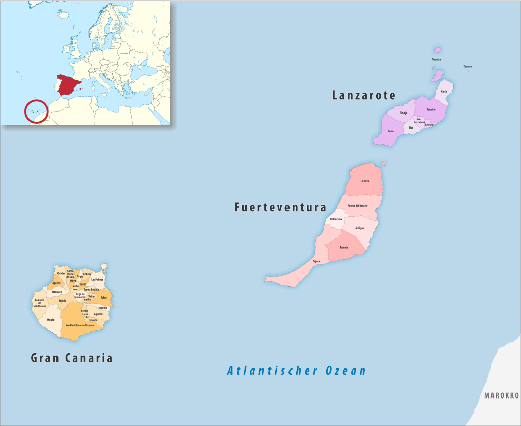 Mapa de los municipios de la provincia de Las Palmas.