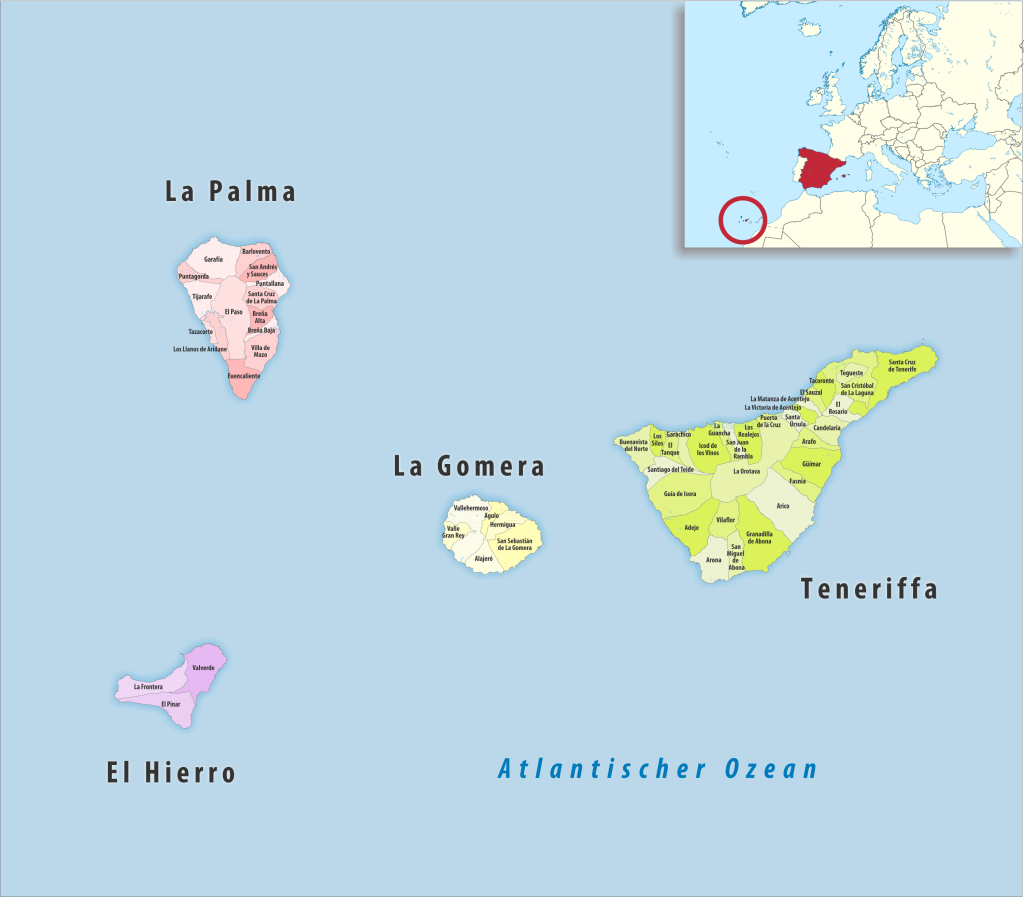 Mapa de los municipios de la provincia de Santa Cruz de Tenerife.