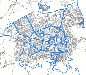 Mapa mudo del casco urbano de Vitoria.