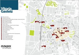 Mapa turístico del centro de Vitoria-Gasteiz.