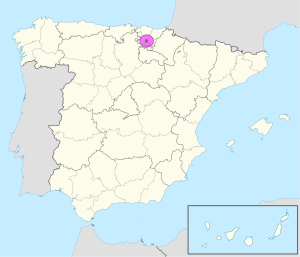 Mapa de ubicación de la ciudad de Vitoria-Gasteiz en España.