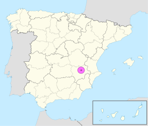 Mapa de ubicación de la ciudad de Albacete en España.