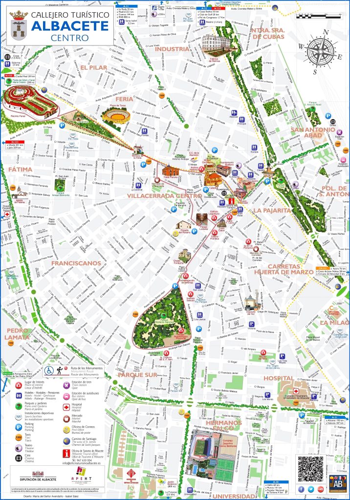 Mapa turístico de la ciudad de Albacete.