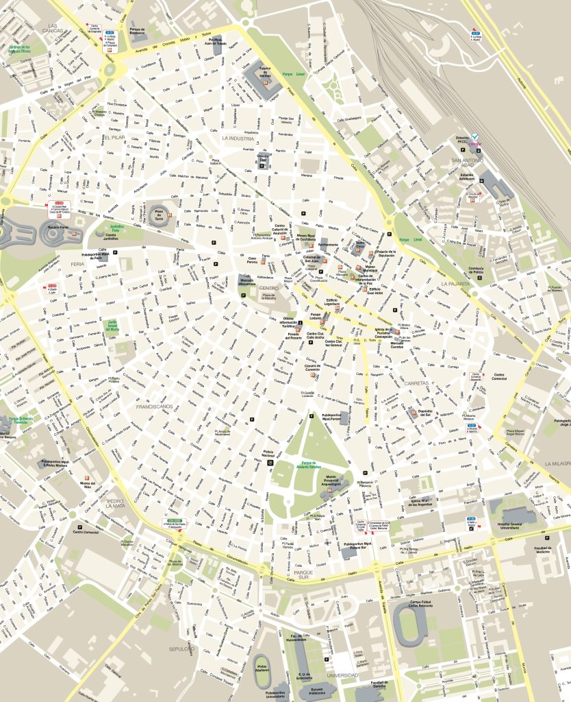 Plano del centro de la ciudad de Albacete.