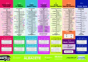 Folleto de las líneas de autobuses urbanos de la ciudad de Albacete a marzo 2024.