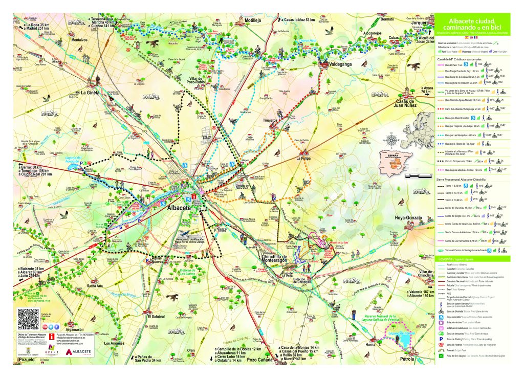 Albacete ciudad, caminando o en bici (mapa).