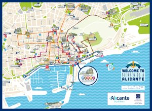 Mapa de atracciones turísticas de Alicante.
