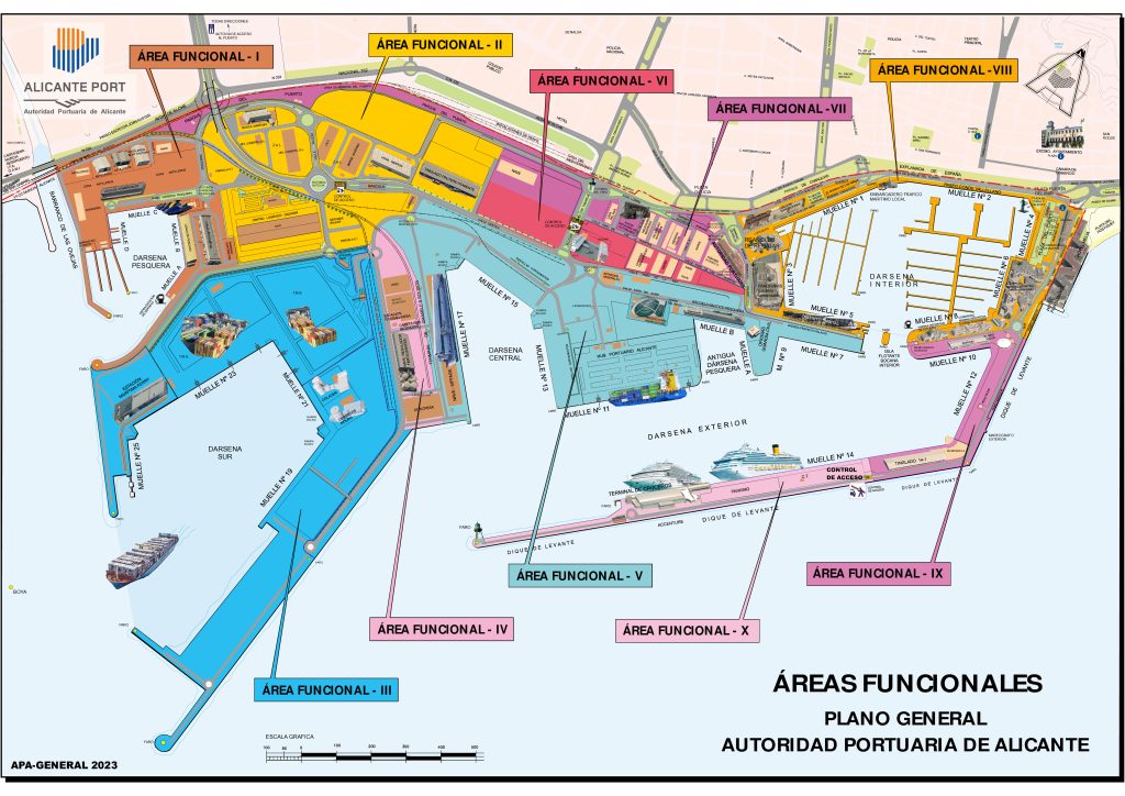Plano del Puerto de Alicante (áreas funcionales).