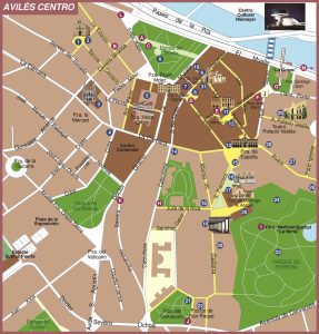 Plano del centro de la ciudad de Avilés.