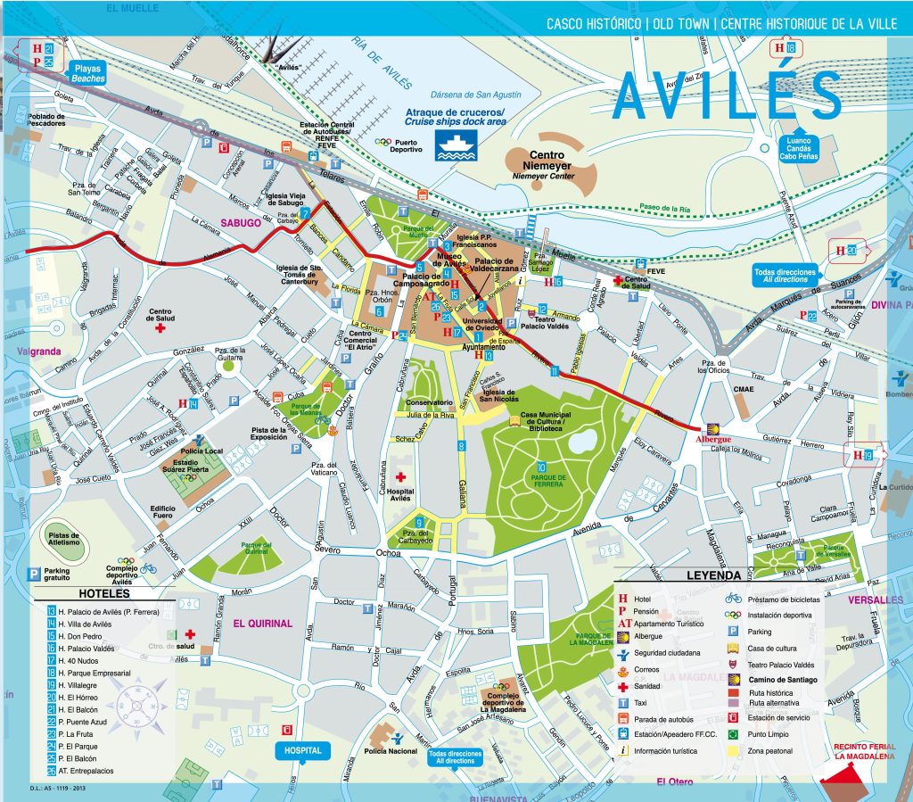Plano del casco histórico de Avilés.