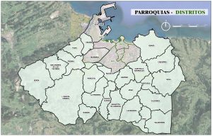 Mapa de las parroquias de Gijón.