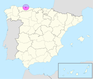 Mapa de ubicación de Oviedo en España.