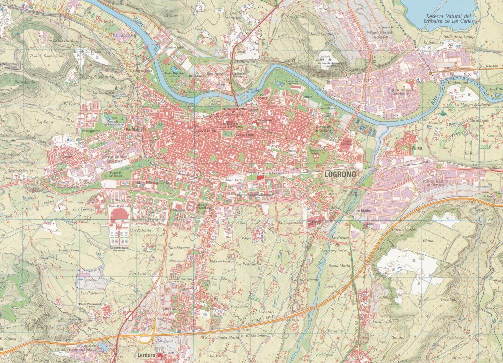 Mapa de accesos por carretera a la ciudad de Logroño.