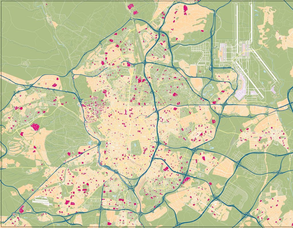 Mapa mudo de Madrid.