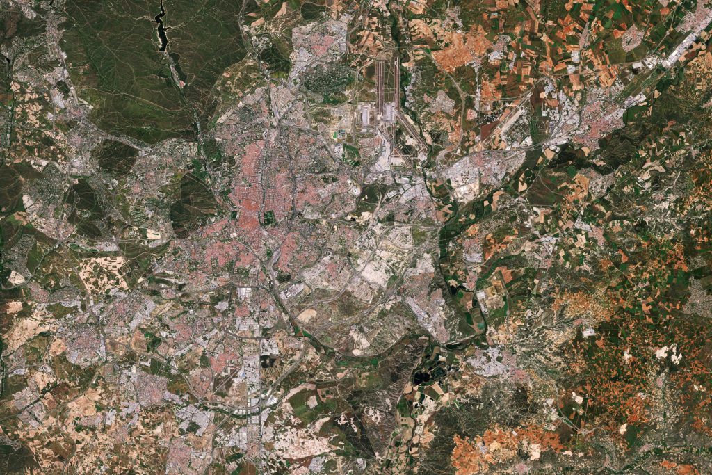 Madrid visto por el satélite Sentinel-2 en julio de 2022.