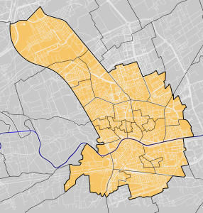 Mapa mudo de los barrios de Murcia.