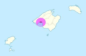 Mapa de ubicación de Palma de Mallorca en las Islas Baleares.