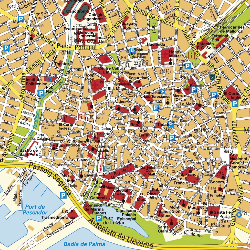 Plano del Casco Antiguo de Palma de Mallorca.