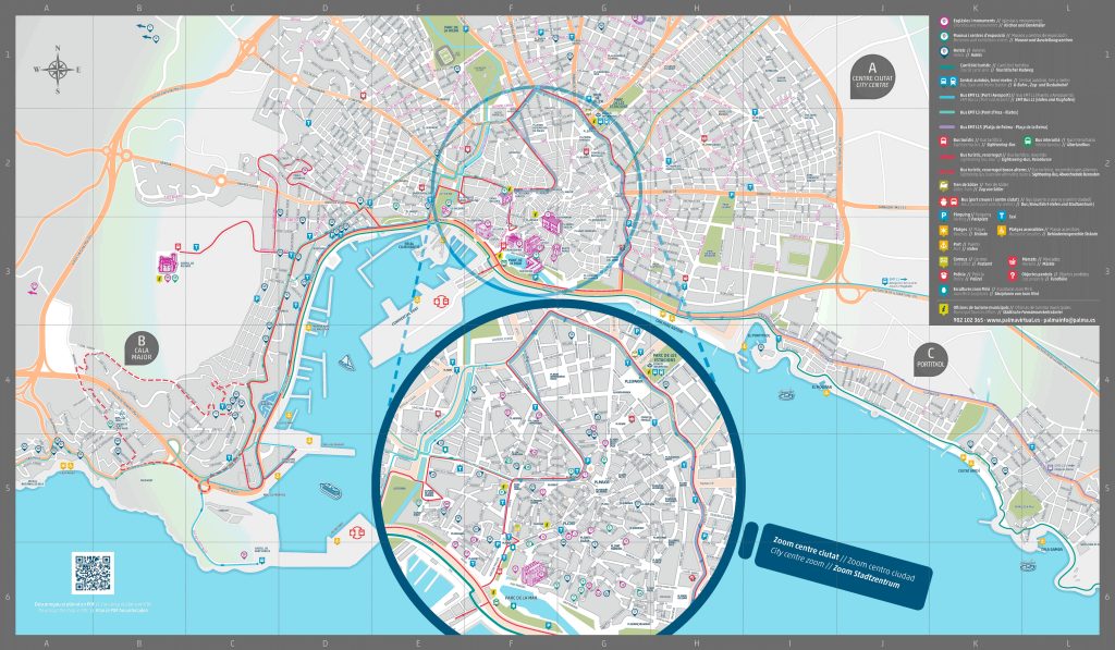 Plano turístico de Palma de Mallorca.