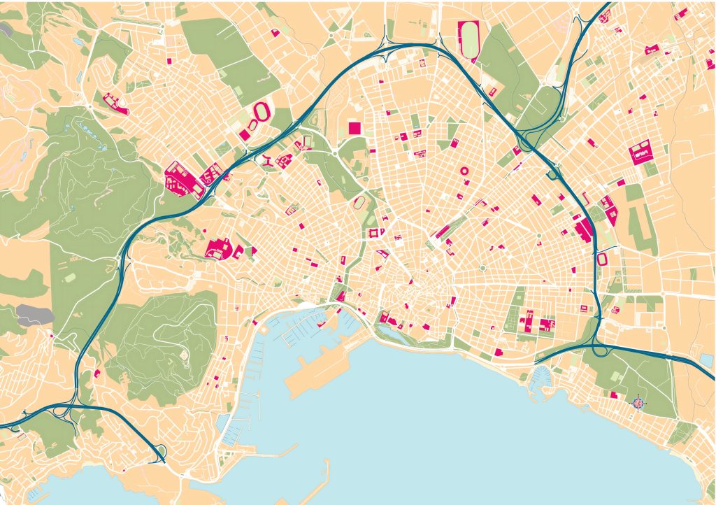 Mapa mudo de Palma de Mallorca.